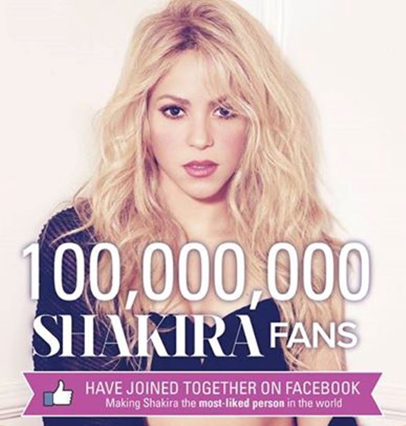 لقب أكثر شخص “محبوب” على موقع فيس بوك، بحصولها على 100 مليون “لايك” على صفحتها الرسمية.