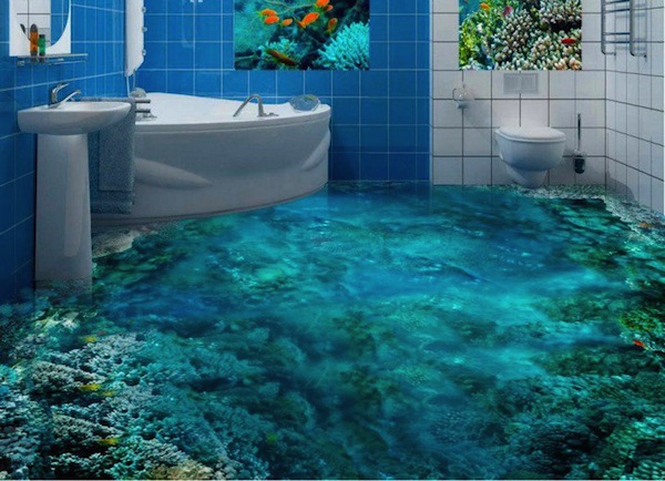صور- تصميمات فريدة ثلاثية الأبعاد لأرضيات الحمام