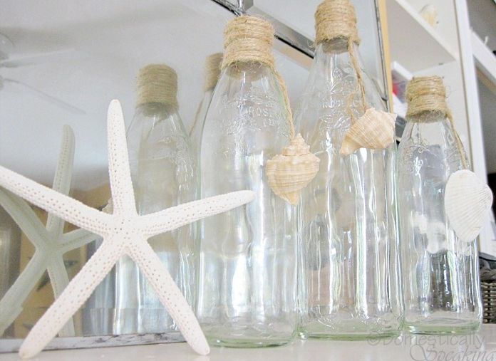 تزيين الزجاجا الفارغة مع وضع بعض الحبال