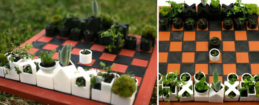 أحواض زراعة على شكل شطرنج