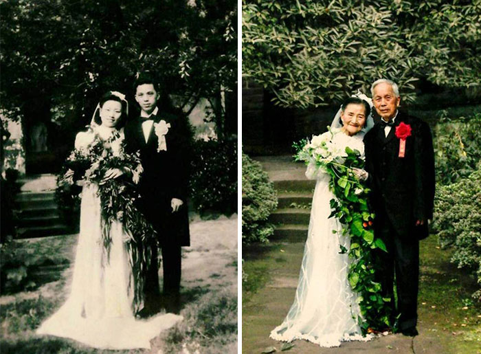 زوجان يعيدان زفافهما زفافهما بعد مرور 70 عام