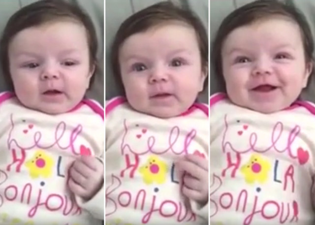 فيديو, طفلة تبلغ من العمر 10 أسابيع تصدم والدتها بالتحدث!