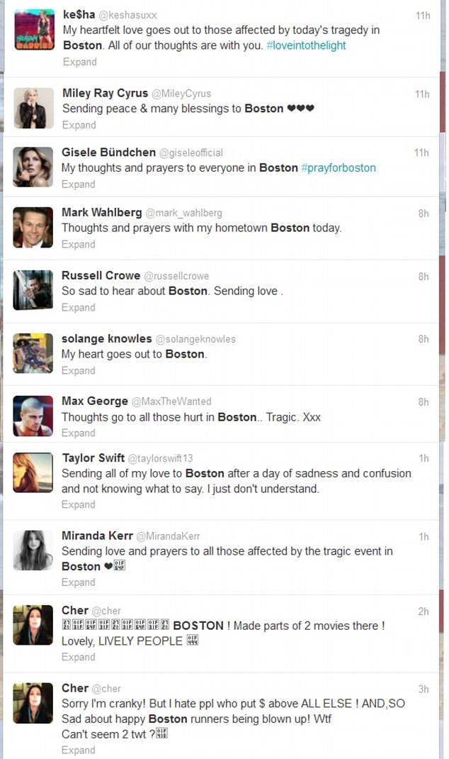 أحداث إنفجار بوسطن ....و ردة فعل المشاهير 