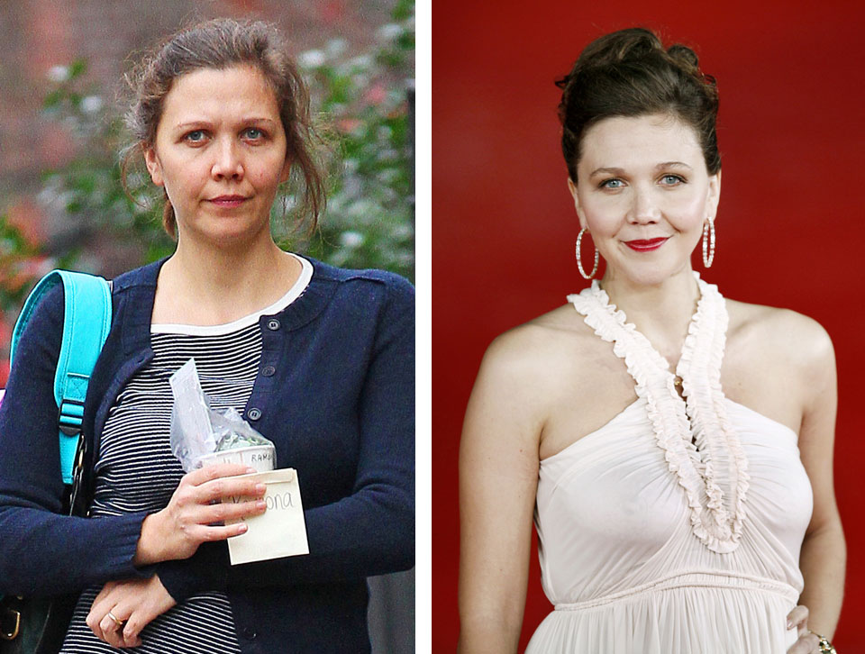 "The Dark Knight" star Maggie Gyllenhall walks back to her Brooklyn home with her daughter Romona, and covers up her new baby bump